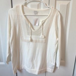 NWT J Crew Factory sweater with tassels. Ivory med